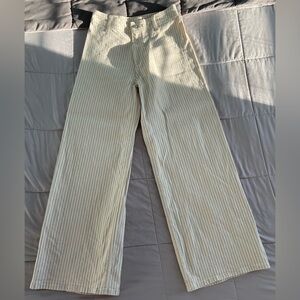 Universal Thread Women's High-Rise Sailor Wide Leg Ankle Jeans Cream Striped 2